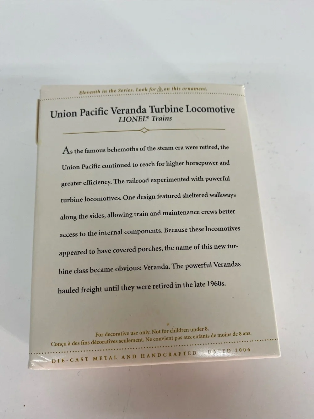 Hallmark Keepsake Lionel Train Union Pacific Veranda Turbine Locomotive Ornament